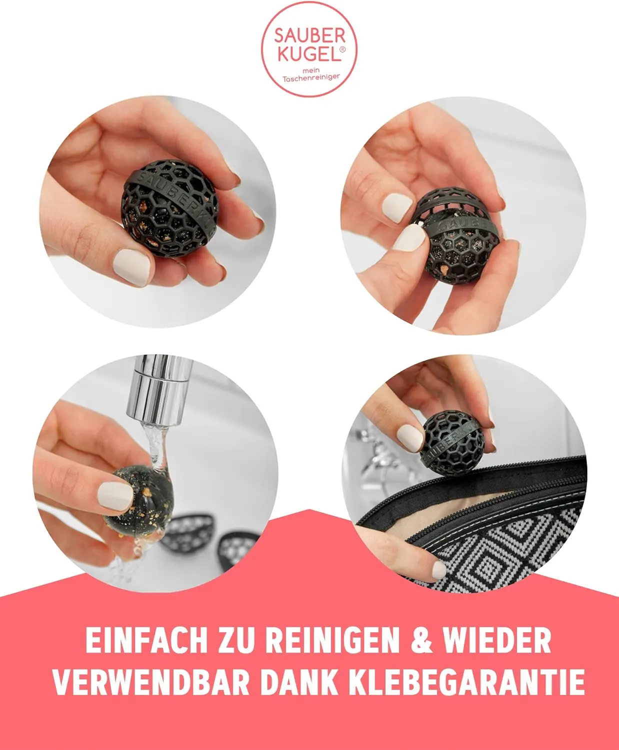 The Clean Ball - The clever way of cleaning purses, bags, backpacks and school bags (Springfield Collection Red)