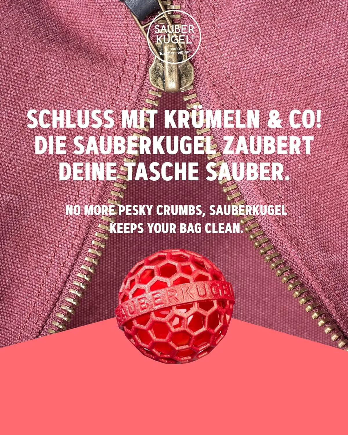 The Clean Ball - The clever way of cleaning purses, bags, backpacks and school bags (Springfield Collection Red)