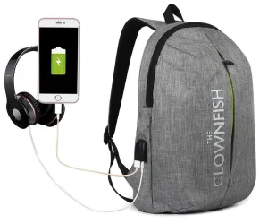 THE CLOWNFISH Redeemer 25L Laptop Backpack - Lightweight, USB Port | 15.6" | Grey