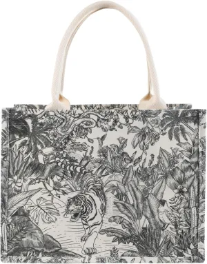Tiger Tropical Plants Tote Bag for Women Beach Bag Reusable Grocery Bags Tote Bag for Work Travel Beach Shopping