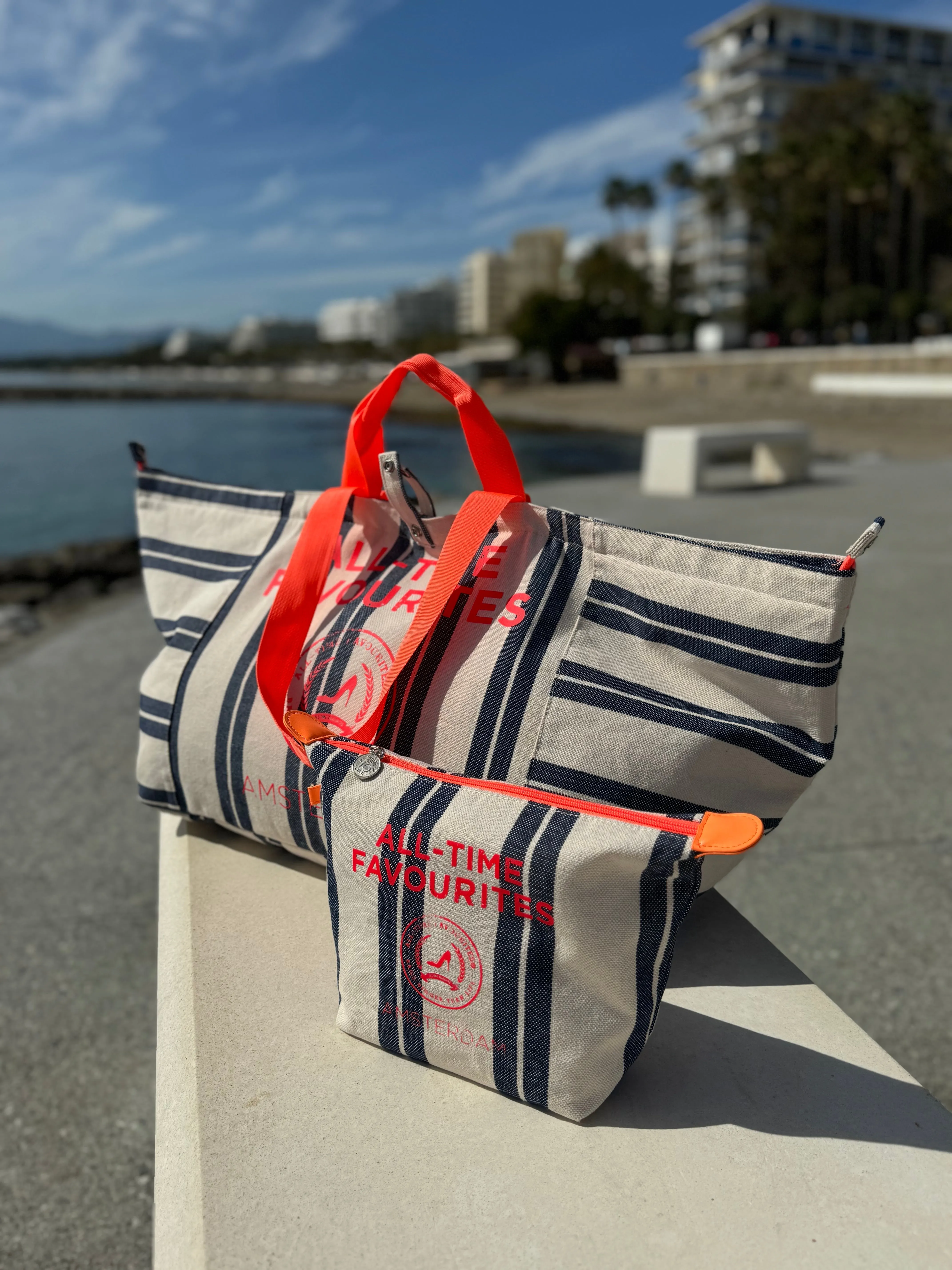 Toiletry bag blue & white stripe MARBELLA