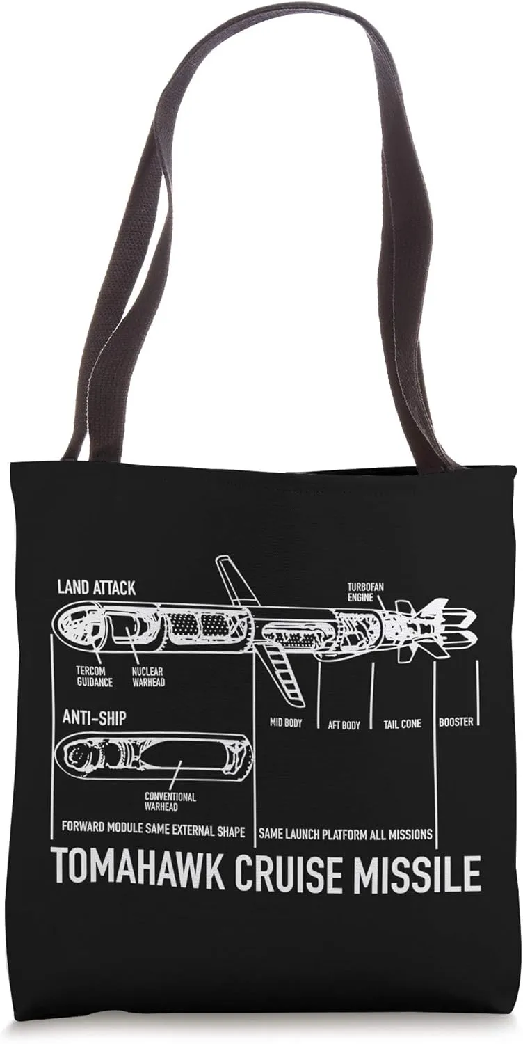 Tomahawk Cruise Missile Blueprint Infographic Diagram Tote Bag