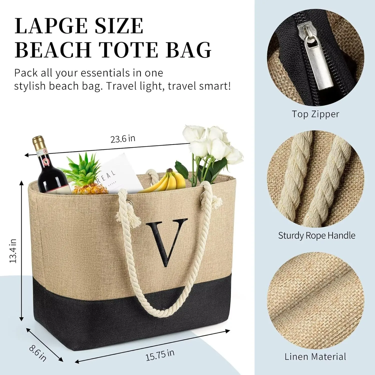 TOPEAST Christmas Gifts for Women - Beach Bags with Makeup Bag Travel Essential Christmas Birthday Gifts for Mom Friends