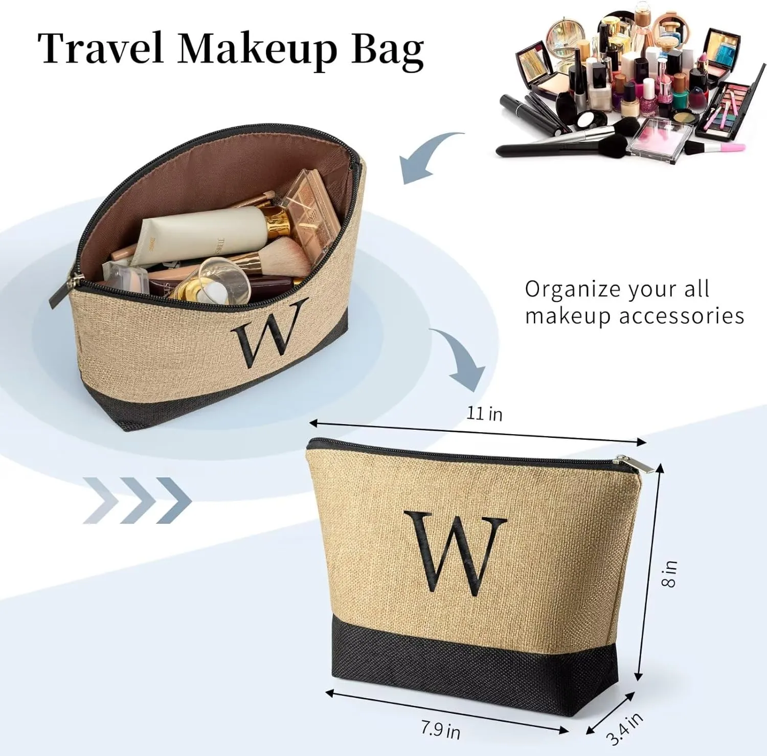 TOPEAST Christmas Gifts for Women - Beach Bags with Makeup Bag Travel Essential Christmas Birthday Gifts for Mom Friends