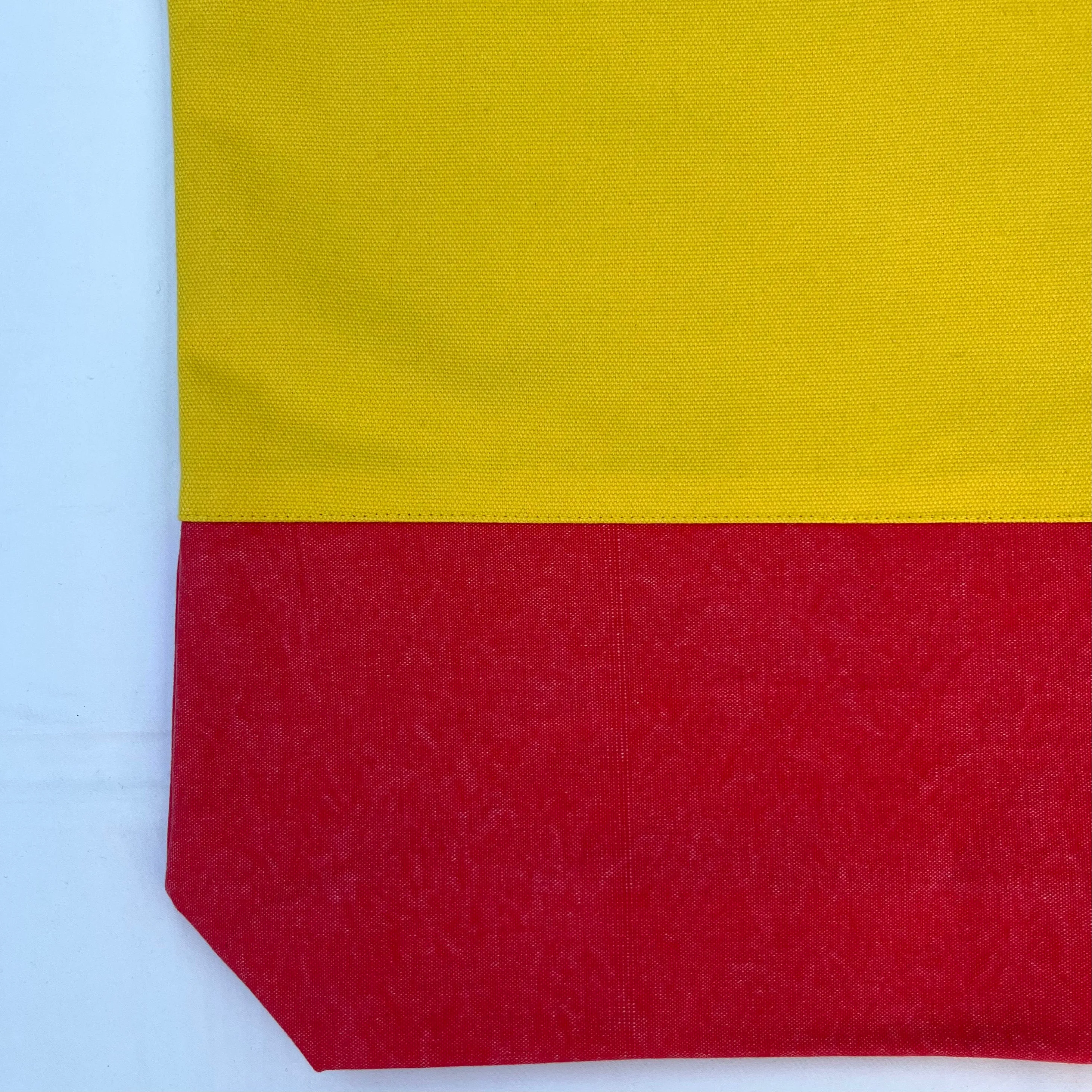 Tote bag. Vibrant yellow and red cotton canvas tote bag. Lined with a royal blue pattern cotton fabric.