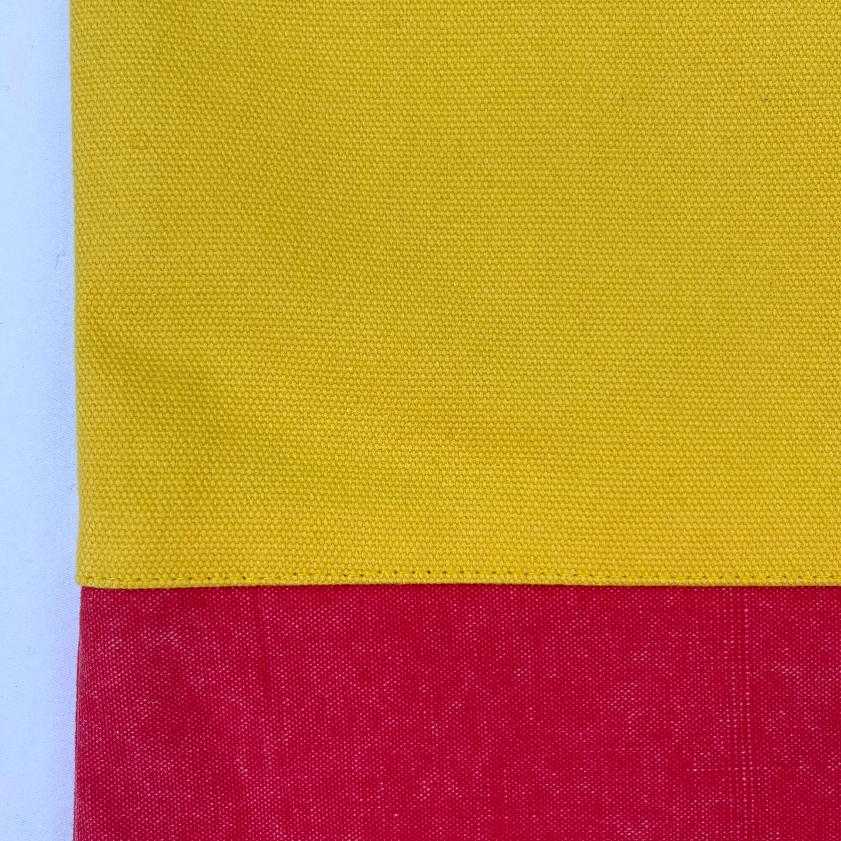Tote bag. Vibrant yellow and red cotton canvas tote bag. Lined with a royal blue pattern cotton fabric.