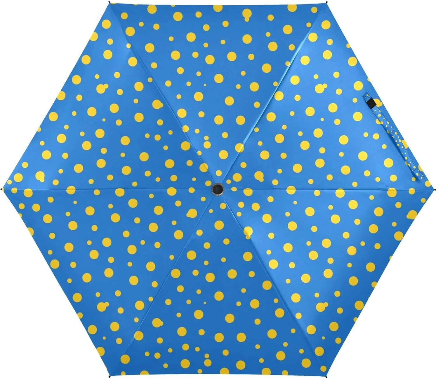 Travel Umbrella UV Protection, Windproof Compact Umbrella for Purse, Backpack Purse Portable, Ideal for Women, Yellow Blue Polka Dot