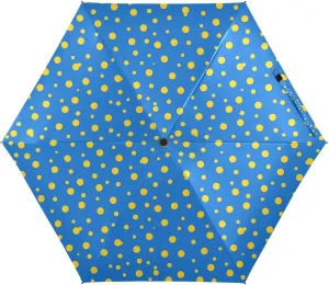 Travel Umbrella UV Protection, Windproof Compact Umbrella for Purse, Backpack Purse Portable, Ideal for Women, Yellow Blue Polka Dot