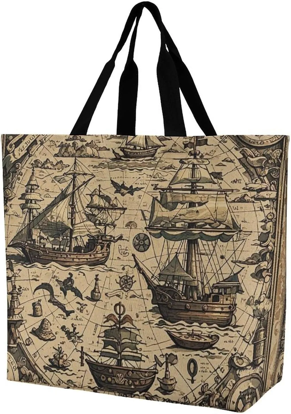 Treasure Map Maritime Pirate Handbags Lightweight Travel Shoulder Bag Portable Cute Shopping Beach Market Bag for Men Women Hiking Yoga Gym Swimming Travel Holiday Gift