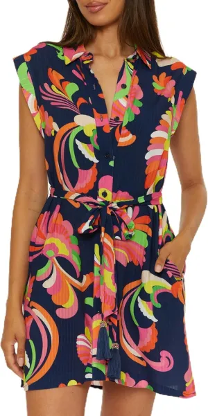 Trina Turk Poolside Shirt Dress, Casual, Floral Print, Beach Cover Ups for Women