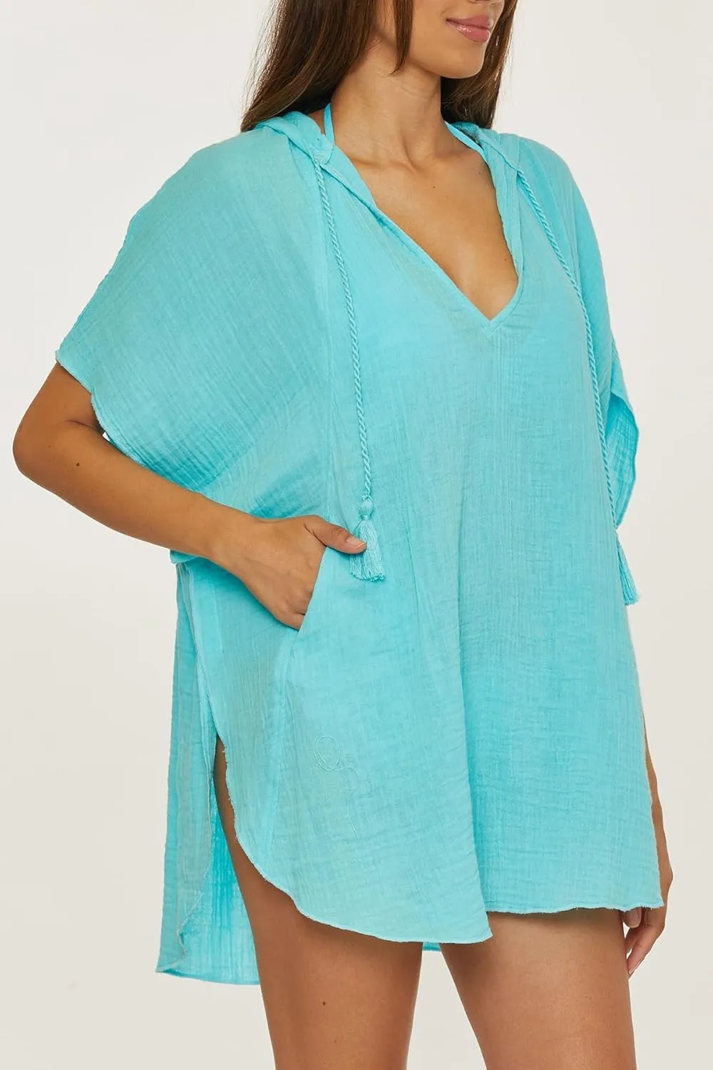 Trina Turk Women's Standard Serene Poncho, V-Neck, Casual, Pull On, Beach Cover Ups