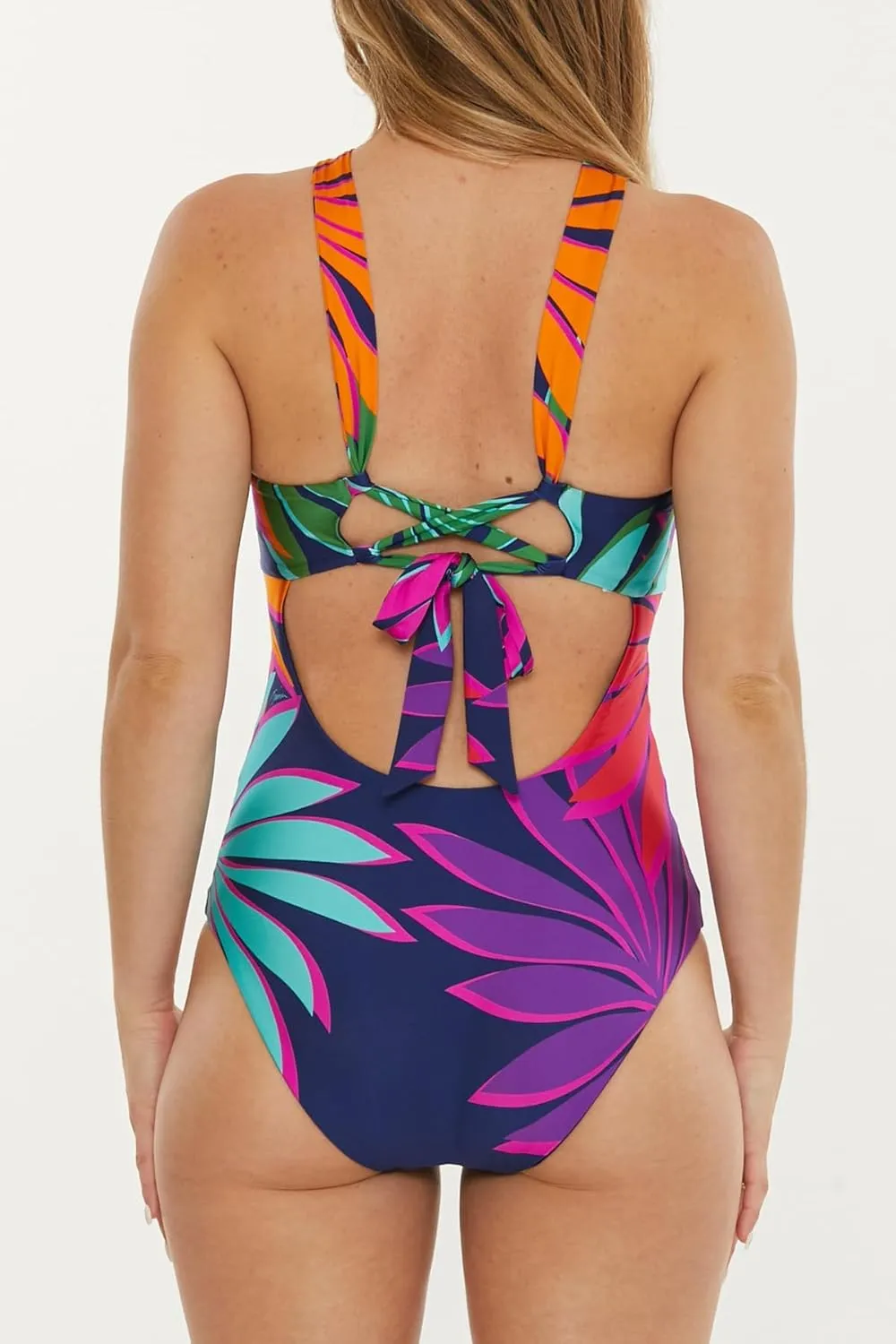 Trina Turk Women's Standard Wailea Reversible High Neck One Piece Swimsuit, Tropical Print, Bathing Suits