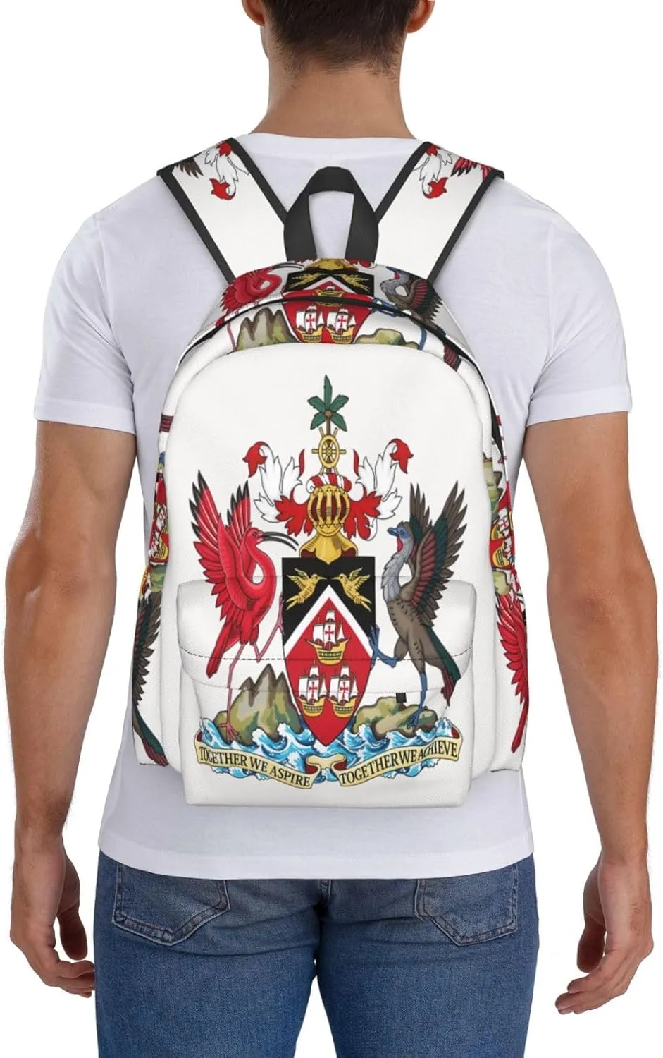 Trinidad and Tobago Coat of Arms Large Travel Backpack Casual Backpacks Laptop Daypack Working Rucksack Lightweight Back Pack Sports Bag with Adjustable Shoulder Strap
