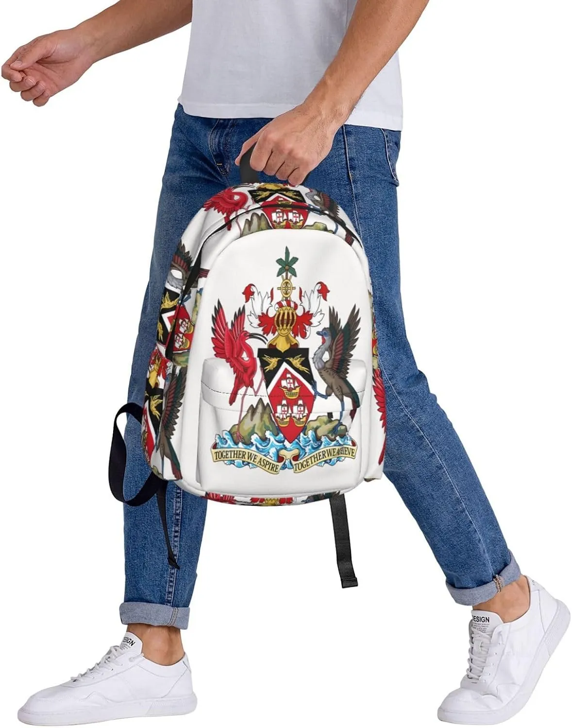 Trinidad and Tobago Coat of Arms Large Travel Backpack Casual Backpacks Laptop Daypack Working Rucksack Lightweight Back Pack Sports Bag with Adjustable Shoulder Strap