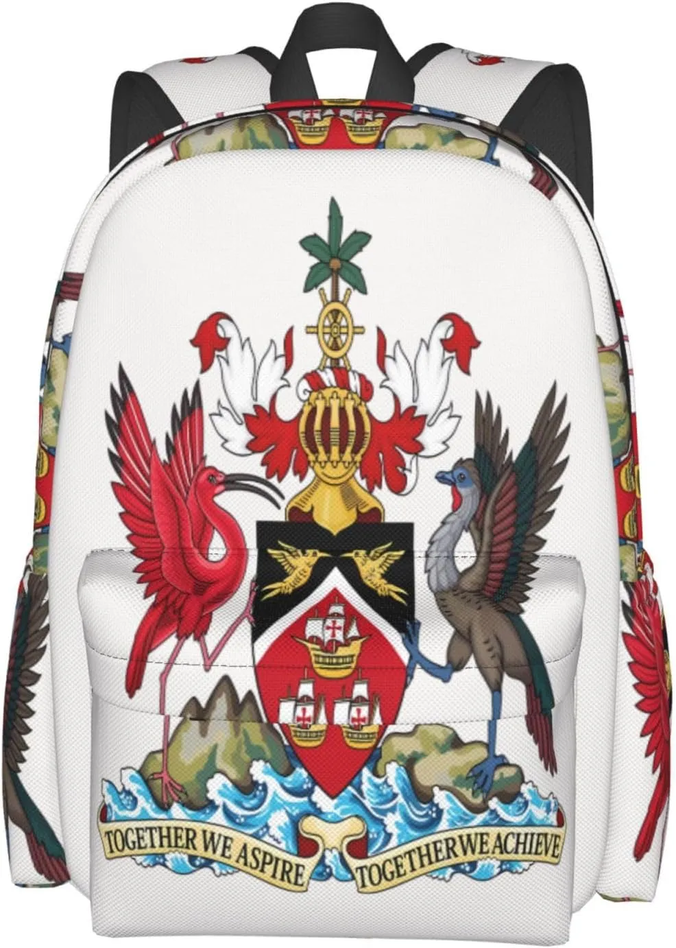 Trinidad and Tobago Coat of Arms Large Travel Backpack Casual Backpacks Laptop Daypack Working Rucksack Lightweight Back Pack Sports Bag with Adjustable Shoulder Strap