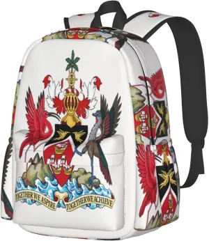 Trinidad and Tobago Coat of Arms Large Travel Backpack Casual Backpacks Laptop Daypack Working Rucksack Lightweight Back Pack Sports Bag with Adjustable Shoulder Strap