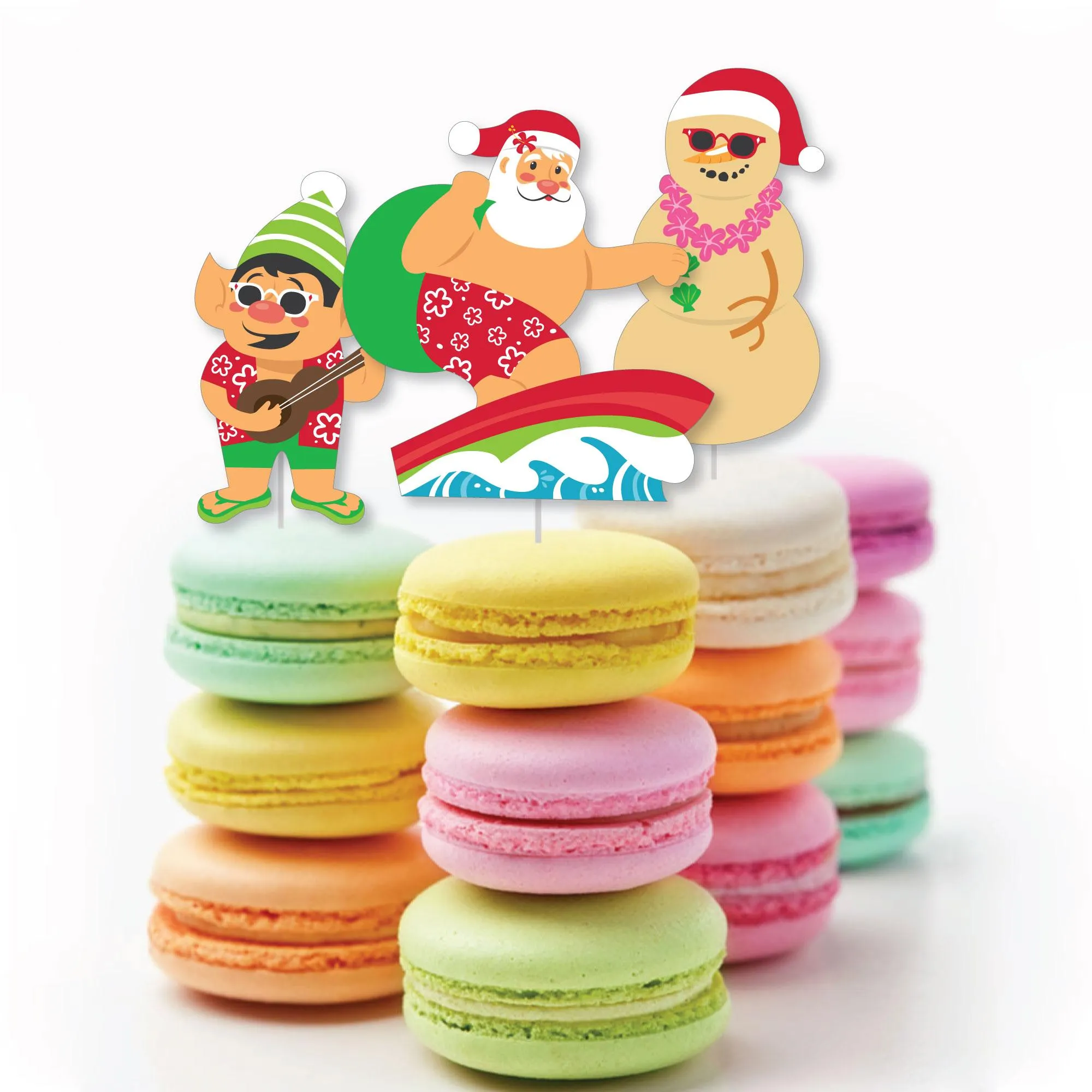 Tropical Christmas - DIY Shaped Beach Santa Holiday Party Cut-Outs - 24 Count