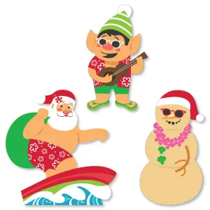 Tropical Christmas - DIY Shaped Beach Santa Holiday Party Cut-Outs - 24 Count