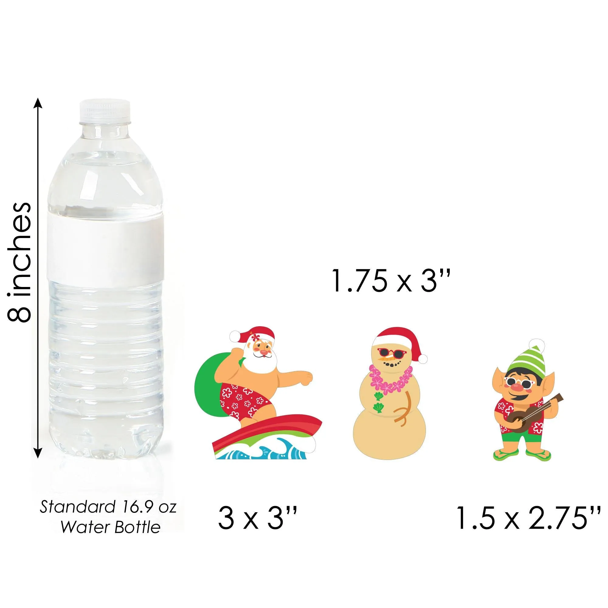 Tropical Christmas - DIY Shaped Beach Santa Holiday Party Cut-Outs - 24 Count