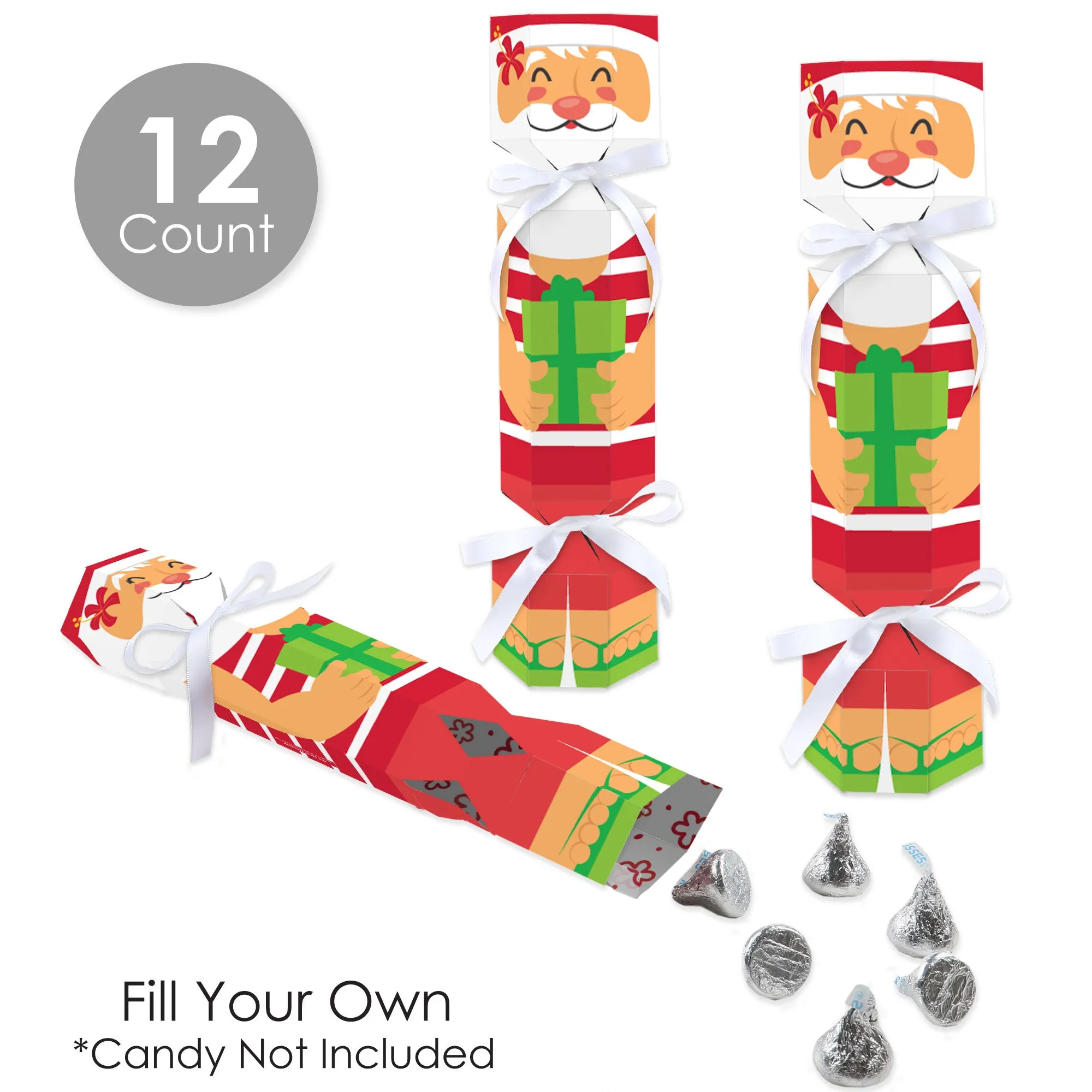 Tropical Christmas - No Snap Beach Santa Holiday Party Table Favors - DIY Cracker Boxes - Set of 12