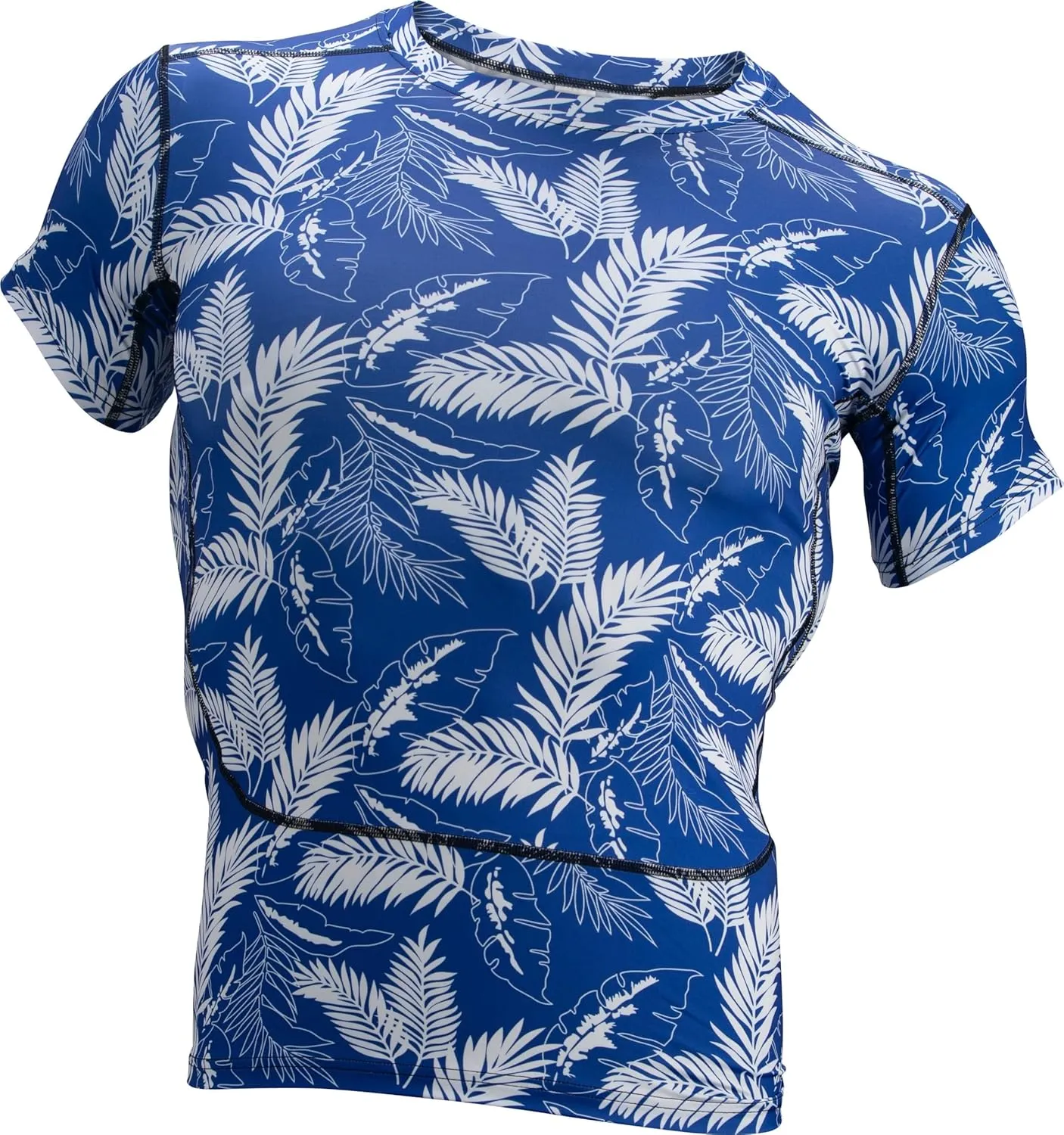 Tropical Compression Shirt for Men Short Sleeve - Swim Shirt, Rash Guard, Gym Undershirt
