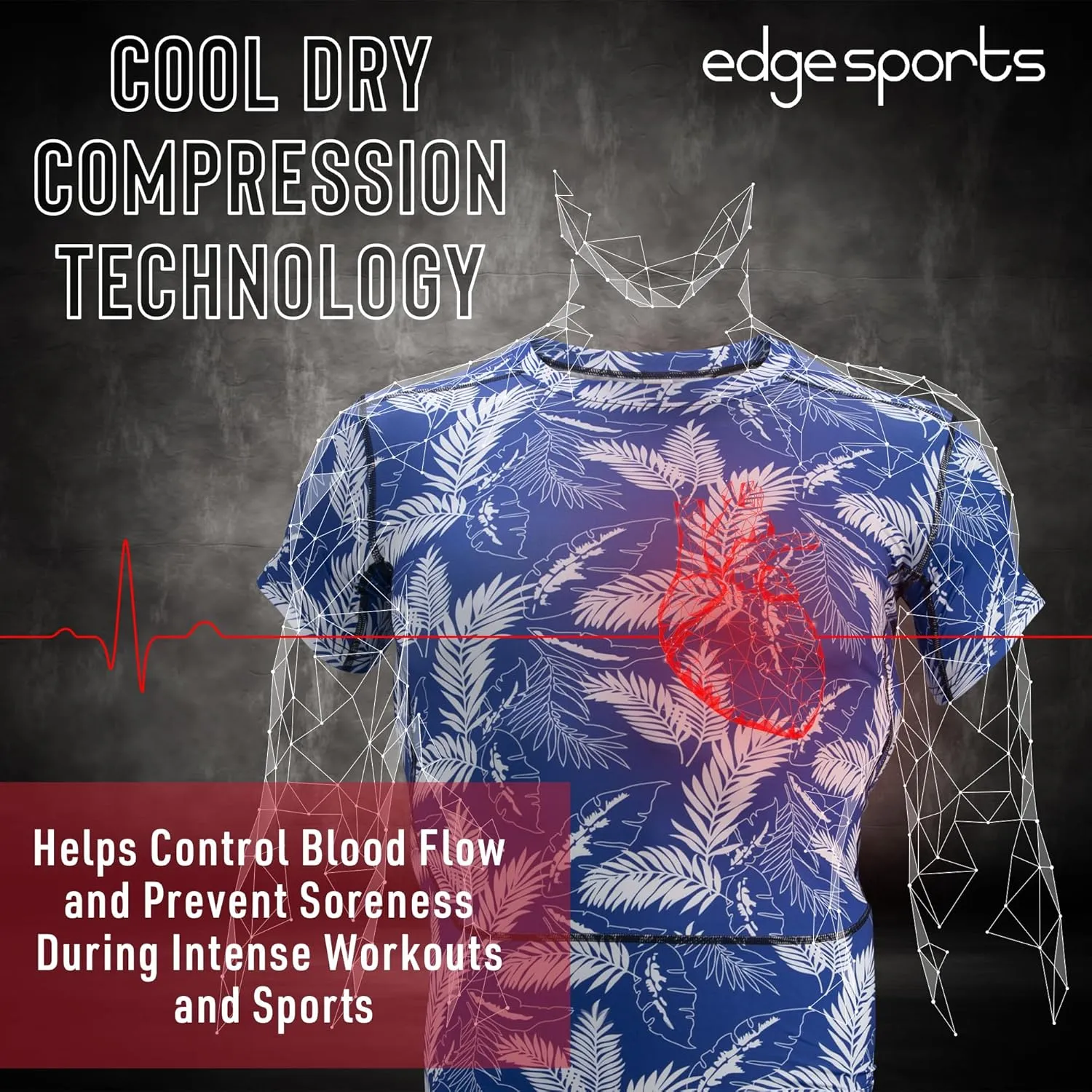 Tropical Compression Shirt for Men Short Sleeve - Swim Shirt, Rash Guard, Gym Undershirt