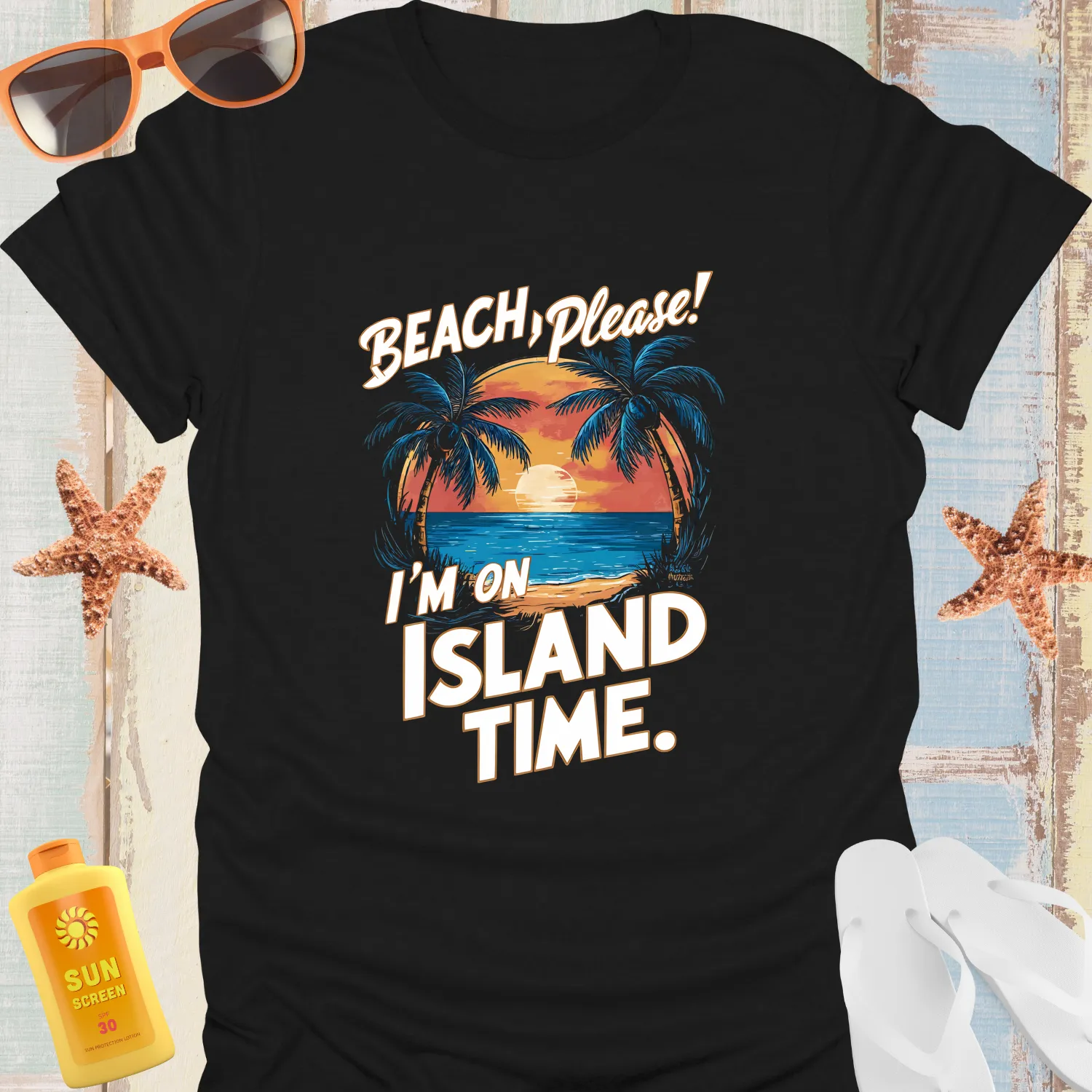 Tropical Island Sunset Beach Tshirt Island Time Vibes