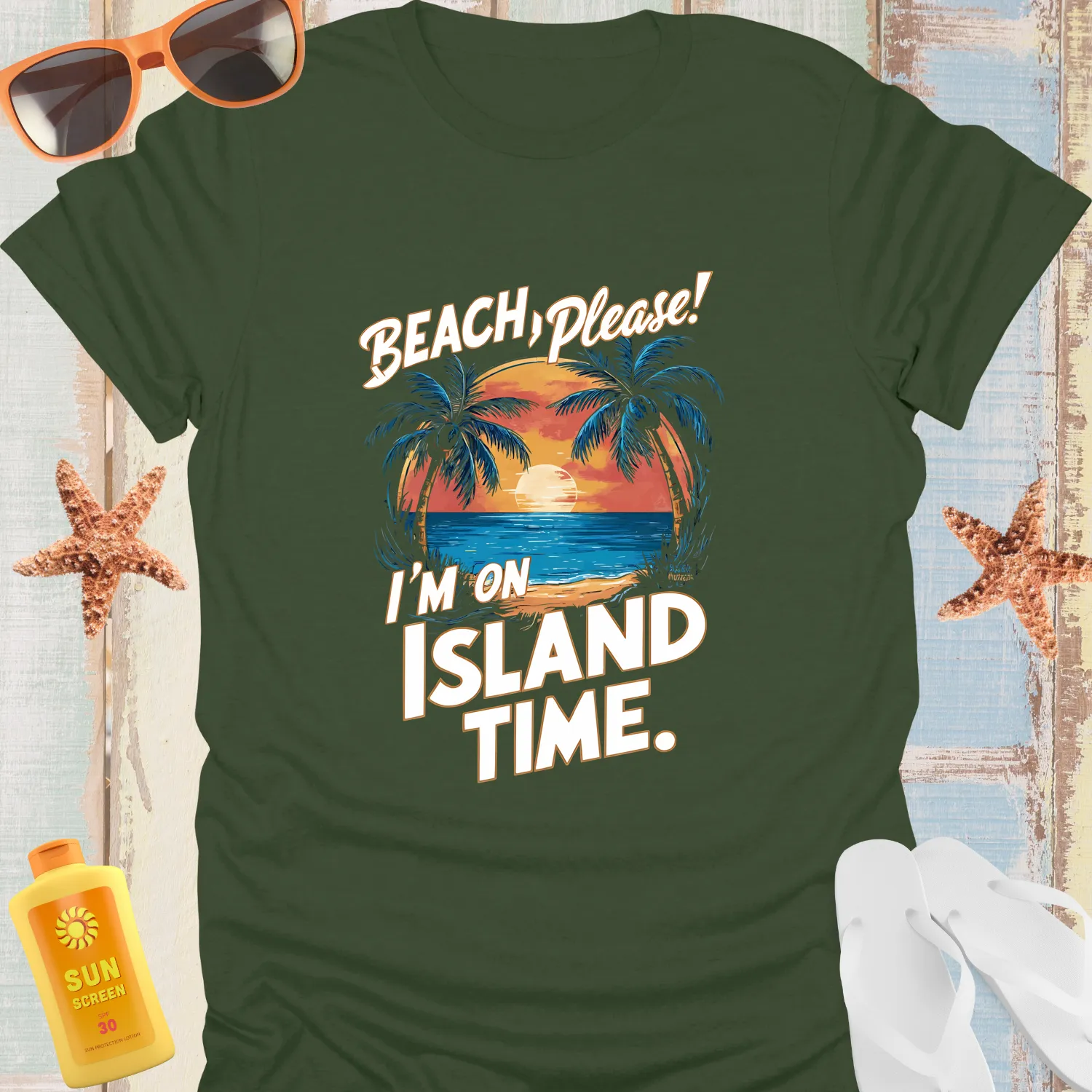 Tropical Island Sunset Beach Tshirt Island Time Vibes