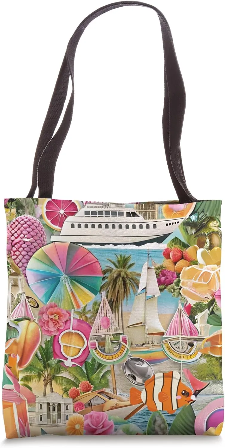 Tropical Paradise Sailboats, Citrus, and Sunlit Beach Vibe Tote Bag