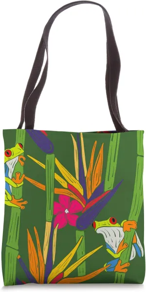 Tropical Rainforest Frog Flower Paradise Summer Vacation Y2K Tote Bag