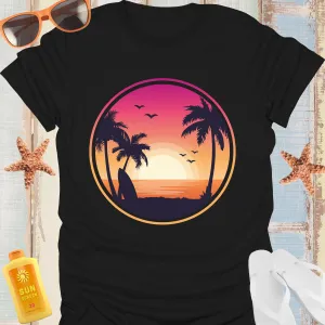 Tropical Sunset Surf Tshirt Beach Vibes Graphic Tee