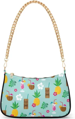 Tropical Tiki Drinks Pineapple Shoulder Bags for Women Small Handbags Mini Clutch Purse