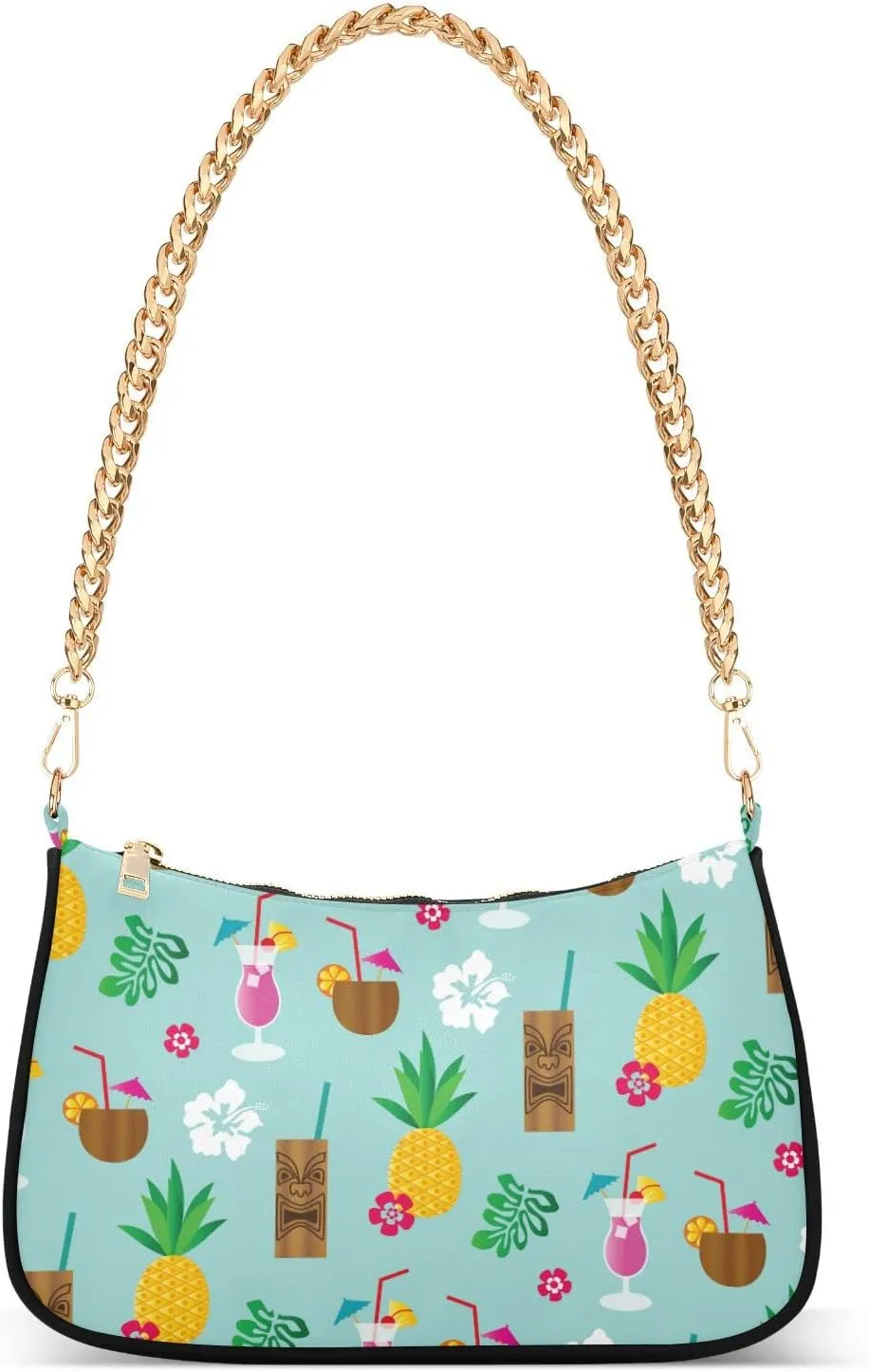 Tropical Tiki Drinks Pineapple Shoulder Bags for Women Small Handbags Mini Clutch Purse
