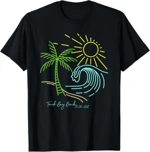 Trunk Bay Beach St John USVI Bright Minimal Line Art T-Shirt