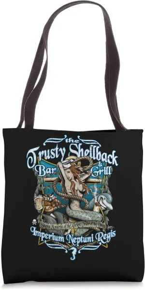 Trusty Shellback Bar and Grill Equator Crossing Nautical Art Tote Bag