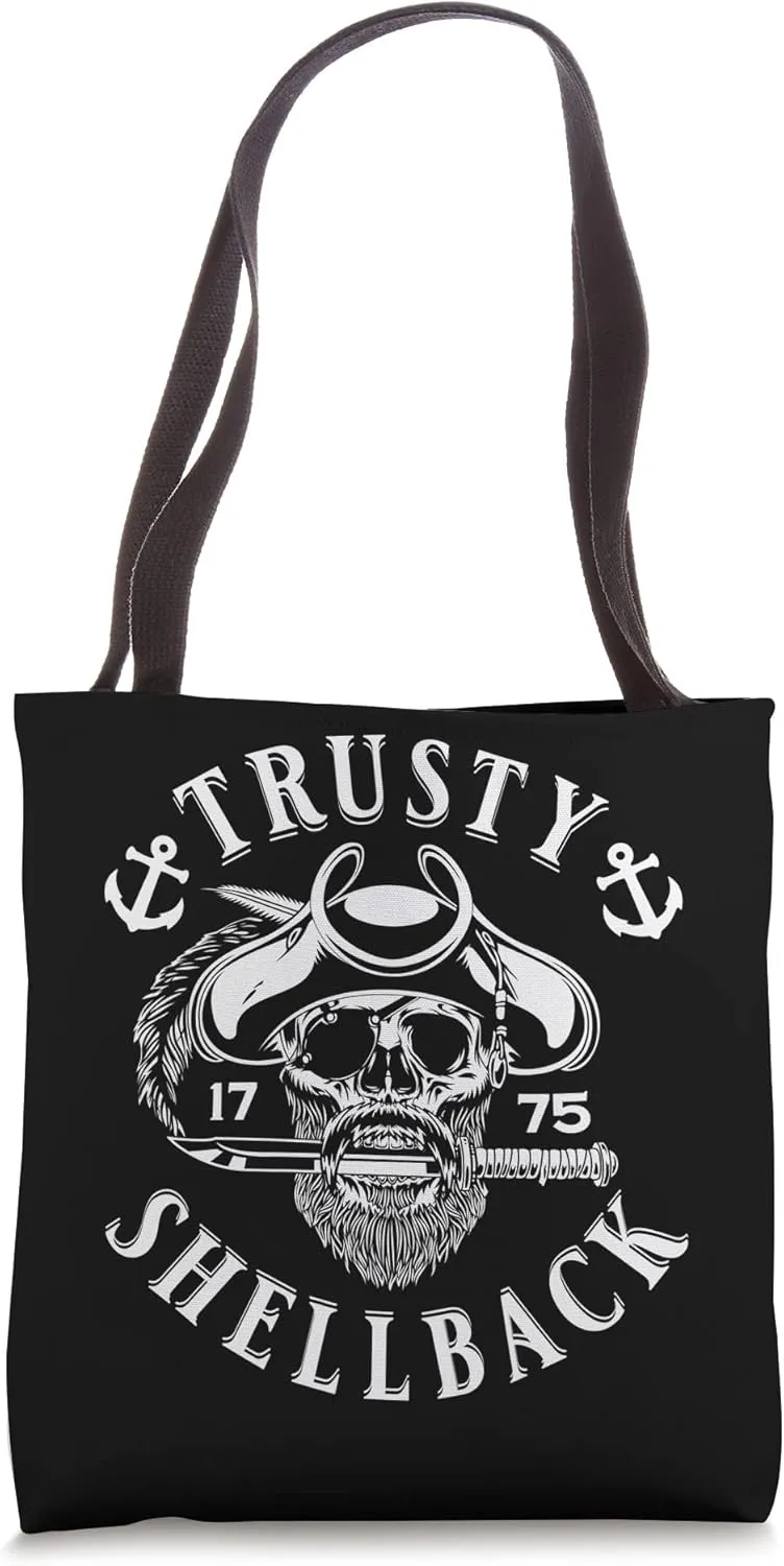 Trusty Shellback Pirate Skull Equator Crossing Naval Art Tote Bag