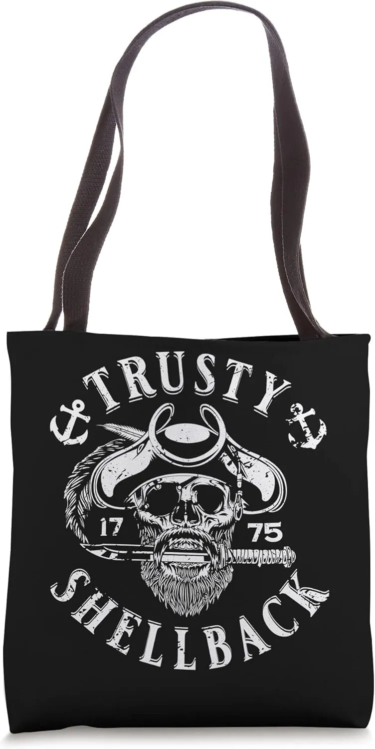 Trusty Shellback Pirate Skull Equator Crossing Naval Art Tote Bag