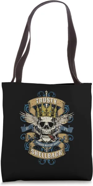 Trusty Shellback Skull Equator Crossing Distressed Naval Art Tote Bag