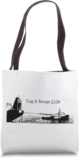tug and barge life tugboat black and white Tote Bag