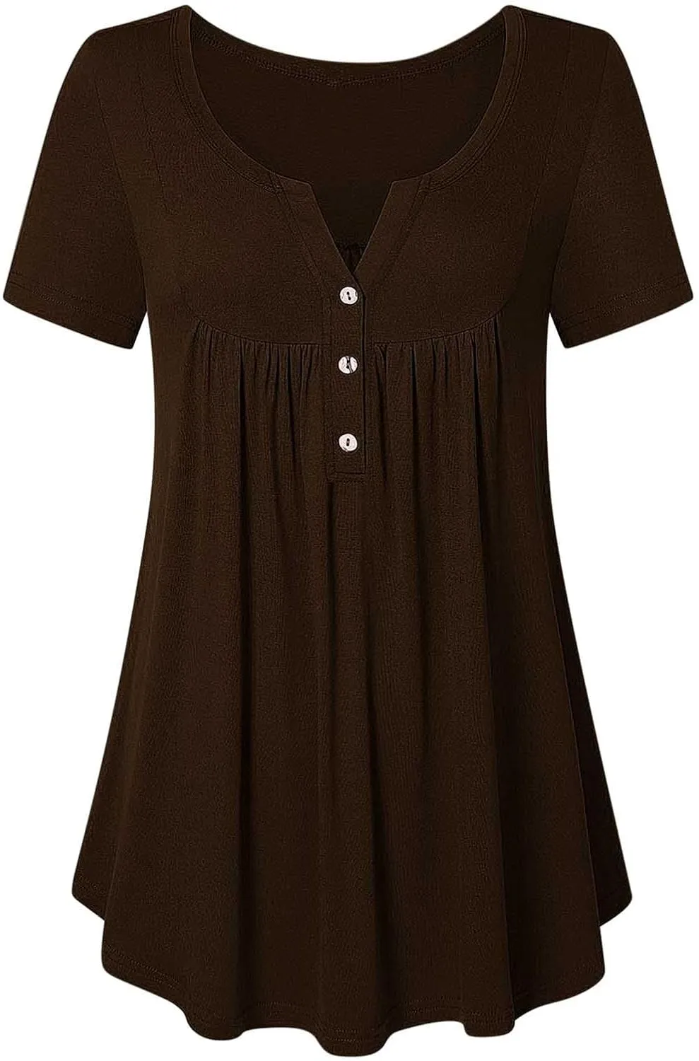 Tunic Tops for Women Loose Fit Dressy Short Sleeve Shirts Summer Casual Pleated Hide Belly Ruffled Hem Blouse for Leggings