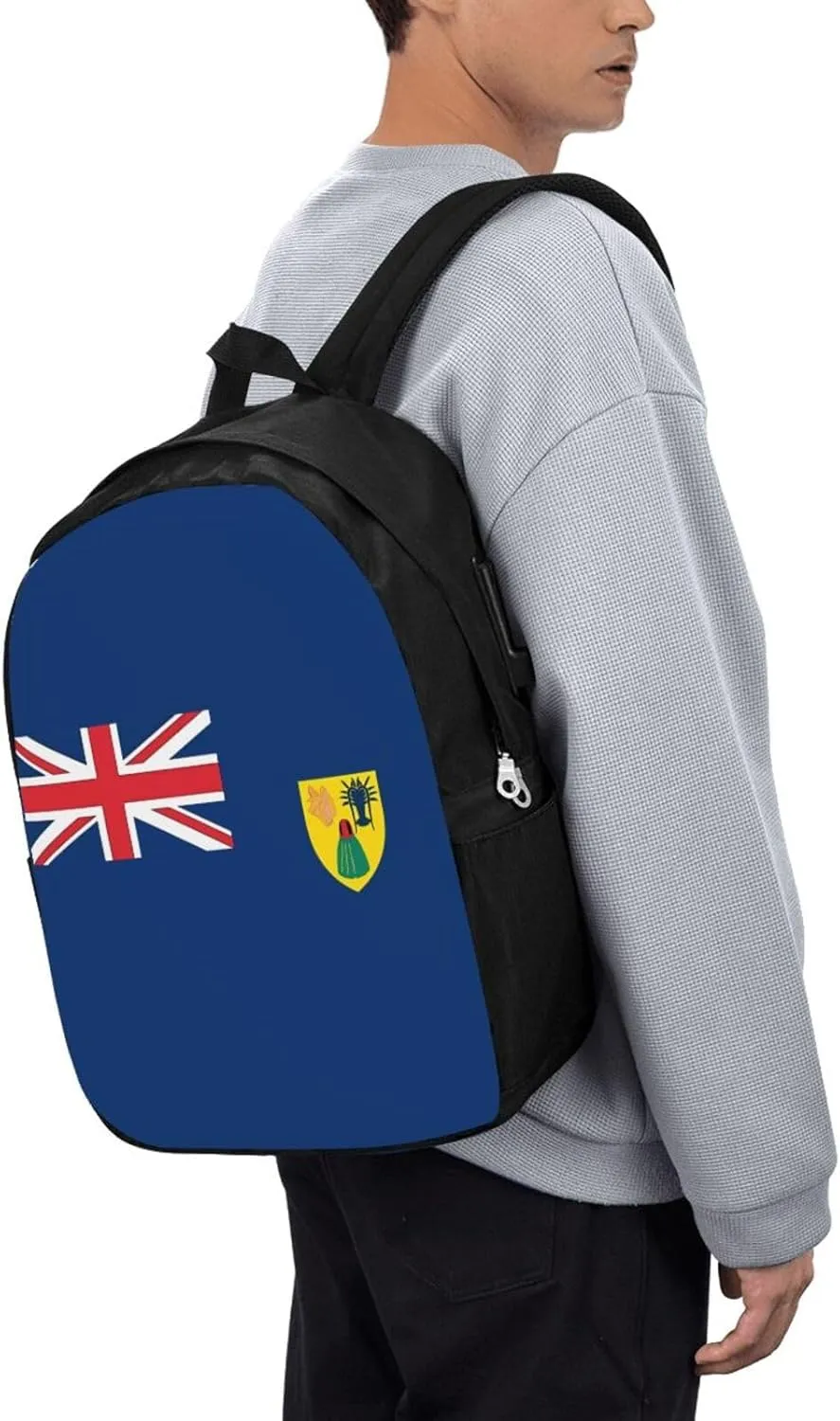 Turks Caicos Islands Flags Laptop Backpacks Travel Backpack Casual Business Daypack Sport Rucksack Computer Bag Fits up to 17 Inch Notebook with USB Port