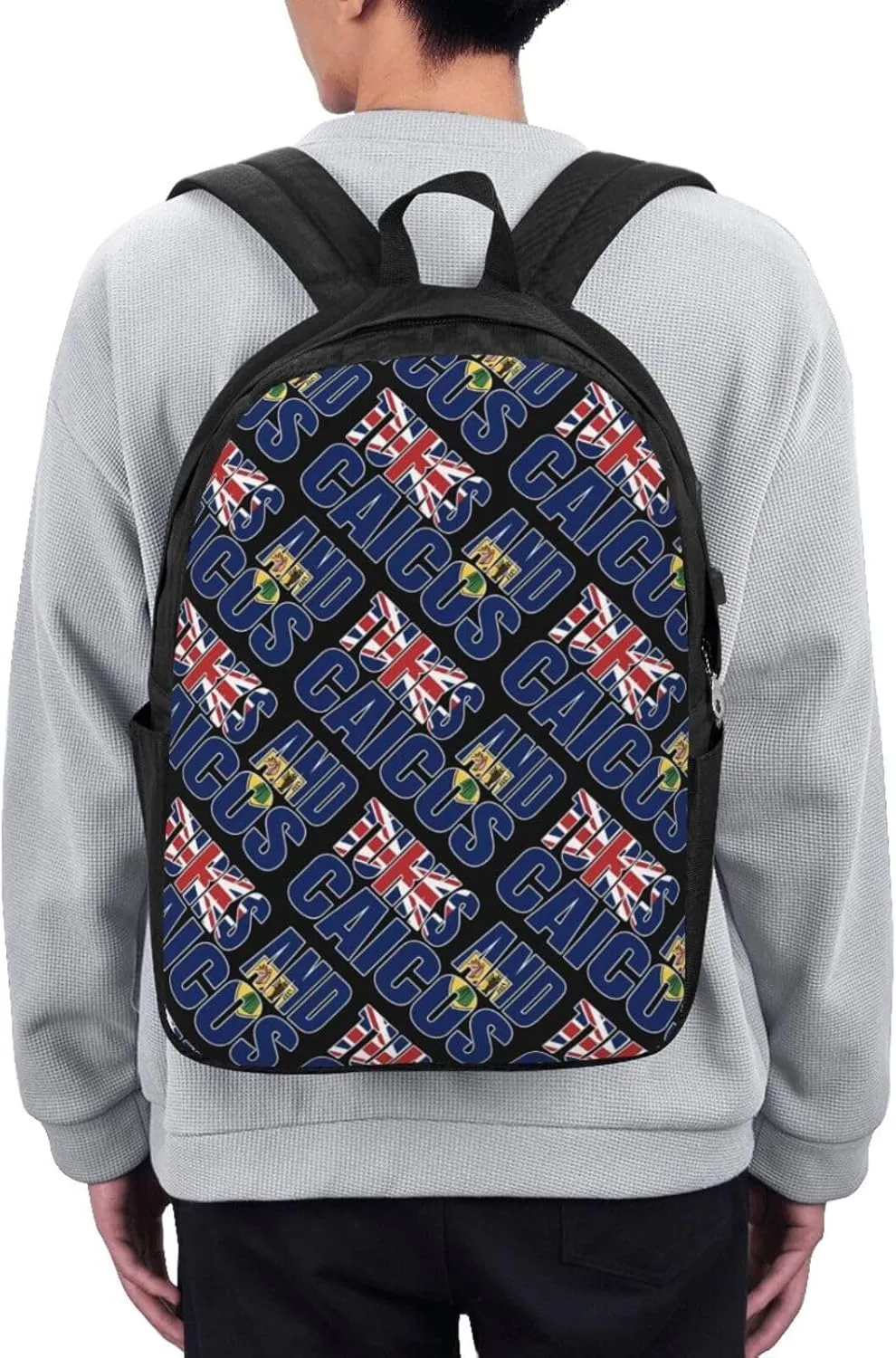 Turks Caicos Islands Flags Laptop Backpacks Travel Backpack Casual Business Daypack Sport Rucksack Computer Bag Fits up to 17 Inch Notebook with USB Port