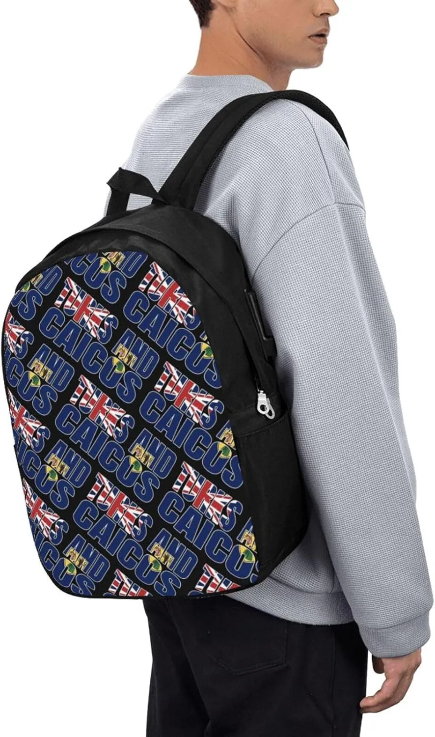 Turks Caicos Islands Flags Laptop Backpacks Travel Backpack Casual Business Daypack Sport Rucksack Computer Bag Fits up to 17 Inch Notebook with USB Port