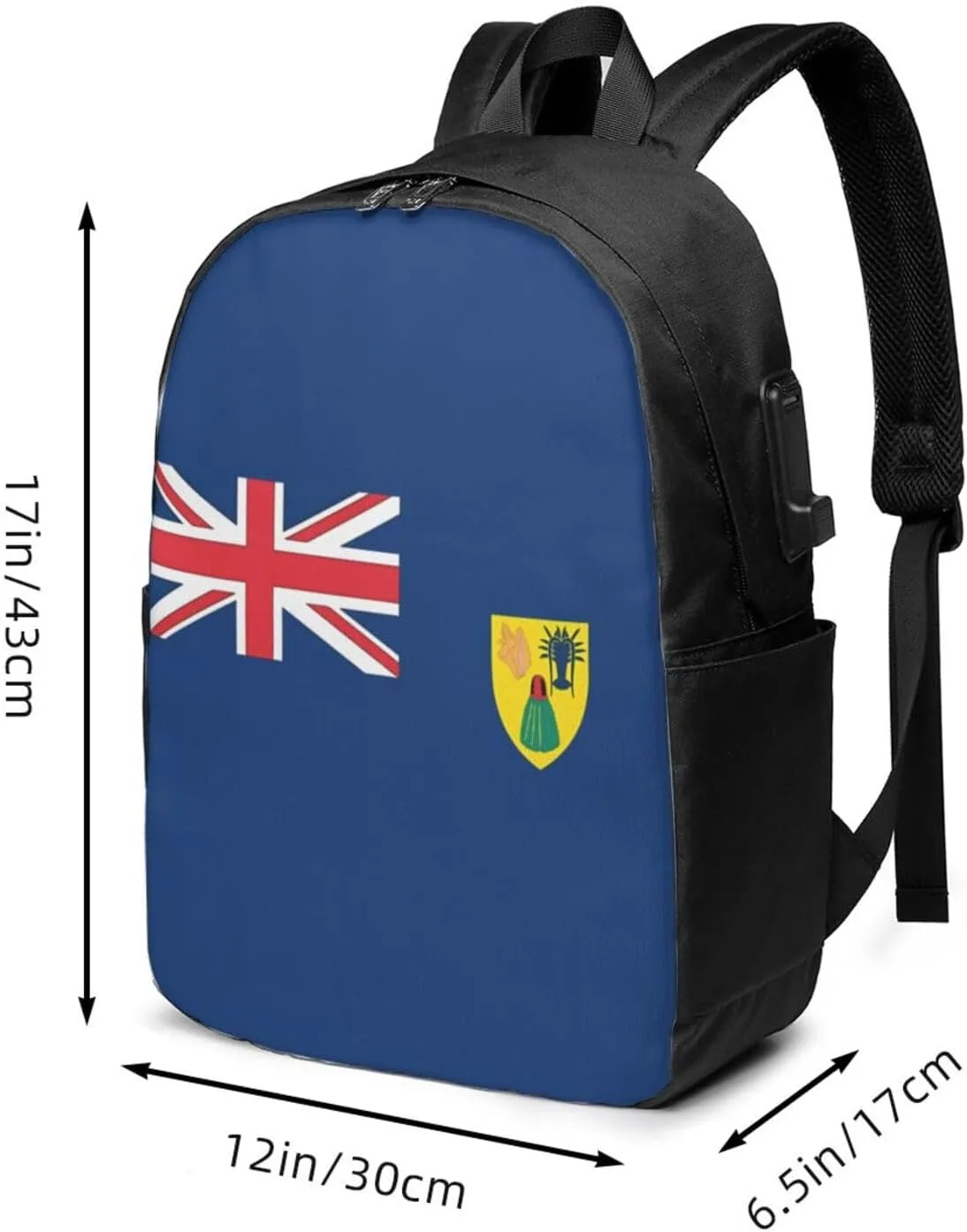 Turks Caicos Islands Flags Laptop Backpacks Travel Backpack Casual Business Daypack Sport Rucksack Computer Bag Fits up to 17 Inch Notebook with USB Port