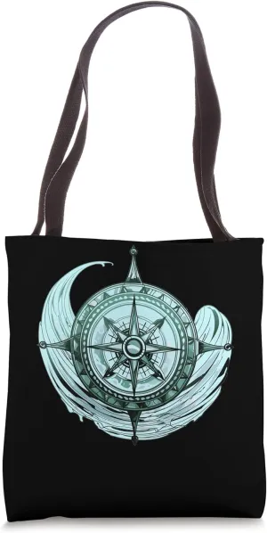 Underwater Compass Navigation Sea Wave Sailing Tote Bag