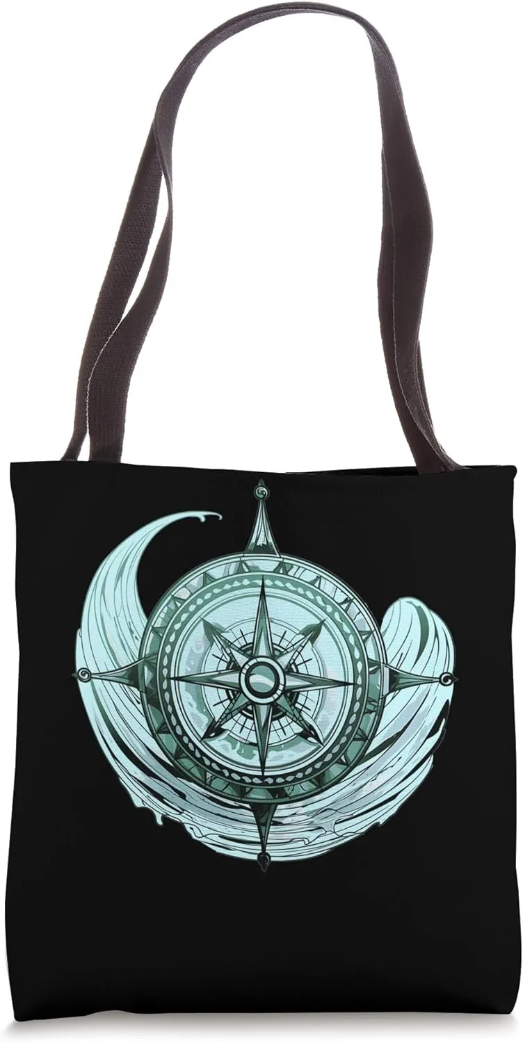 Underwater Compass Navigation Sea Wave Sailing Tote Bag
