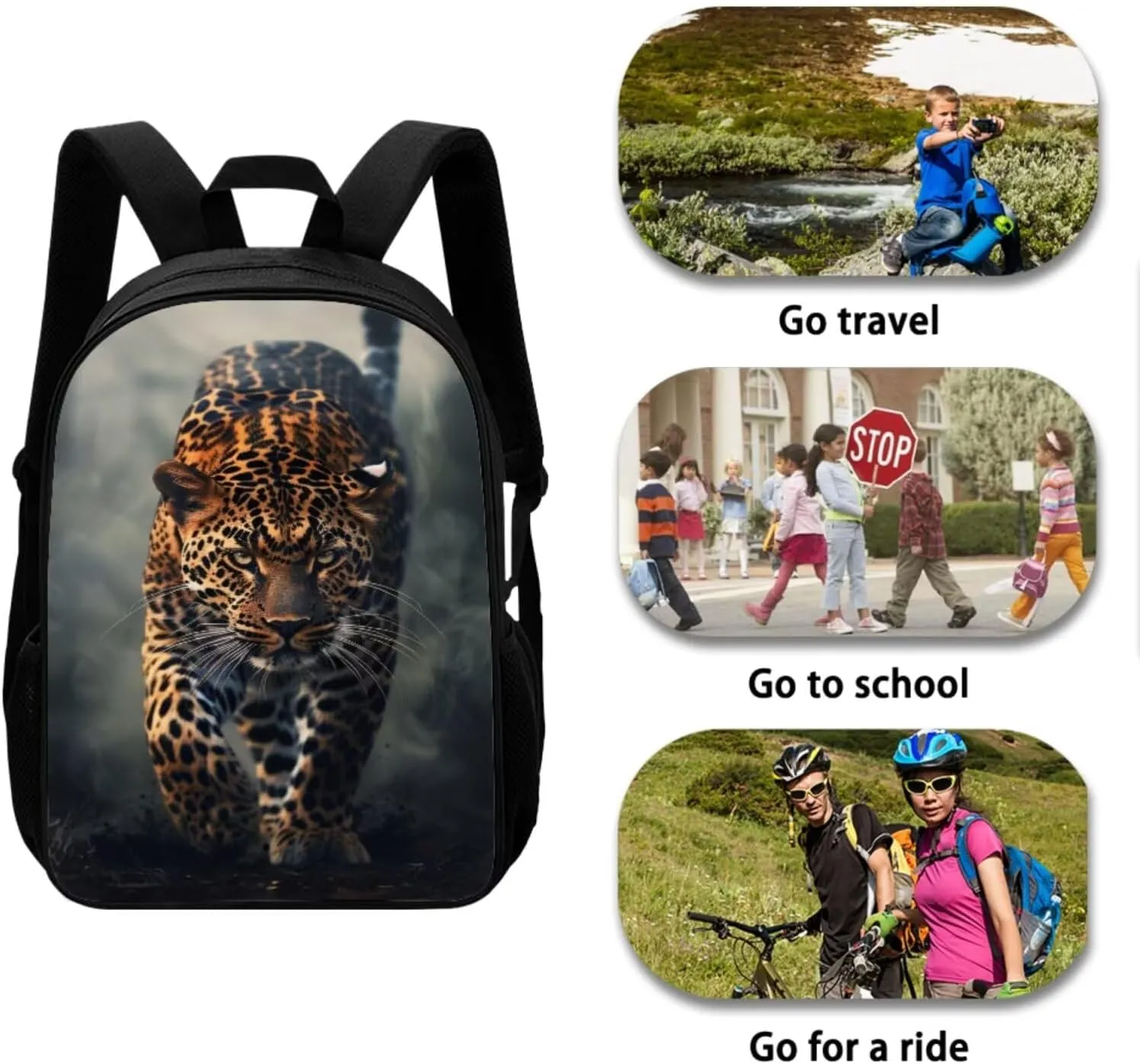 Uourmeti Cool Cheetah Backpack and Lunchbox Pencil Case Set for Girls Kindergarten Elementary School Bookbags and Lunch Box Set for Teens Personalized Schoolbags Kids Book Bags 3 Pcs