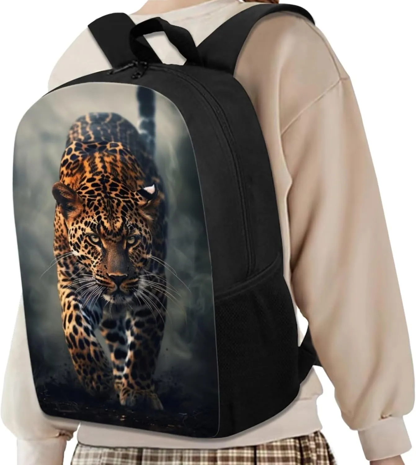 Uourmeti Cool Cheetah Backpack and Lunchbox Pencil Case Set for Girls Kindergarten Elementary School Bookbags and Lunch Box Set for Teens Personalized Schoolbags Kids Book Bags 3 Pcs