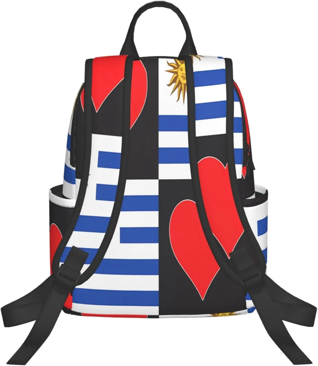Uruguay Uruguayan Flag Red Heart Casual Laptop Backpack Travel Rucksack Sports Daypack Adjustable Strap Bags with Multi-Pockets for Working Running Camping