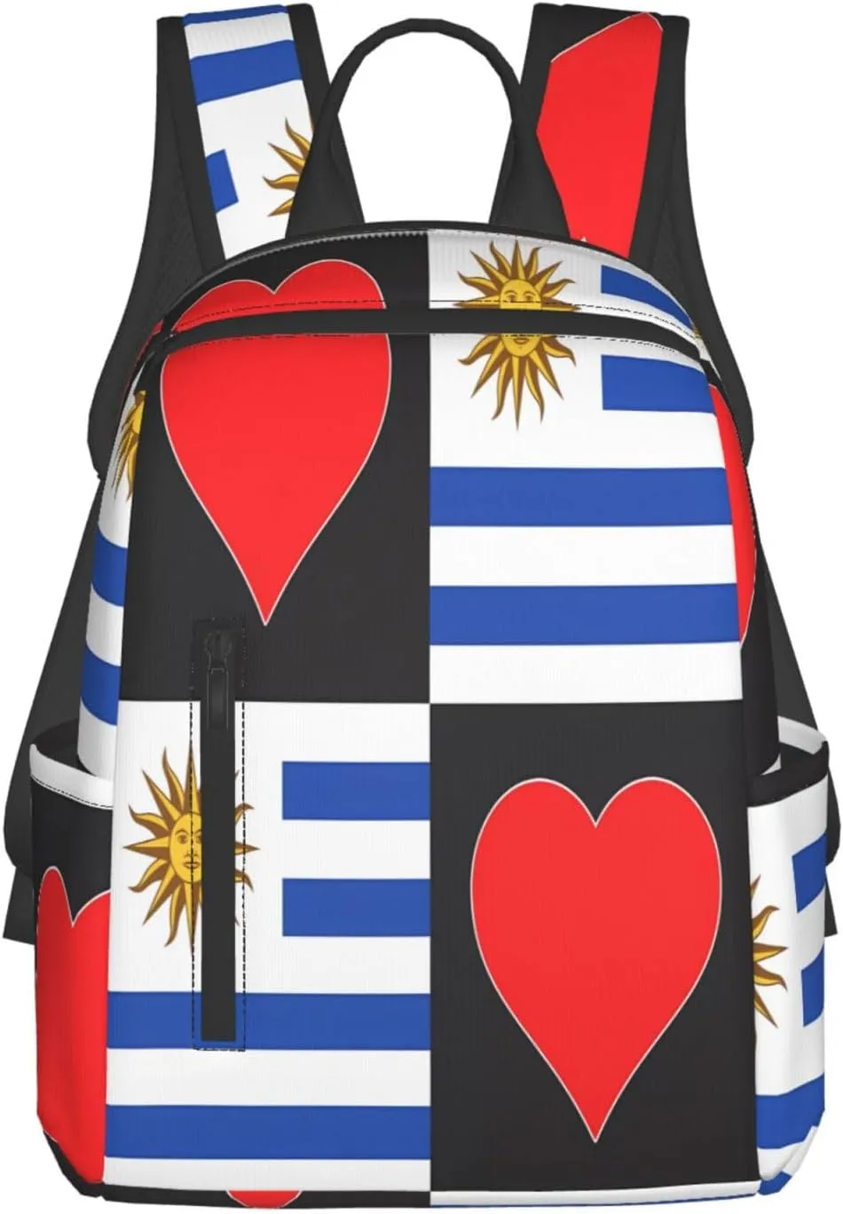 Uruguay Uruguayan Flag Red Heart Casual Laptop Backpack Travel Rucksack Sports Daypack Adjustable Strap Bags with Multi-Pockets for Working Running Camping